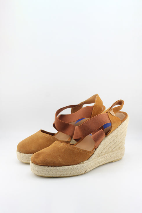 Verbenas Suede Espadrille Wedge with Criss-Cross Elastic Straps